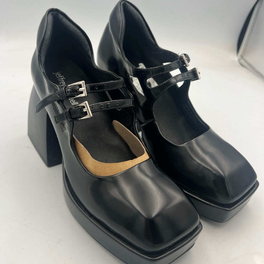 NEW Jeffrey Campbell Black Corgi Double Strap Mary Jane Platform Pump Size 8.5M